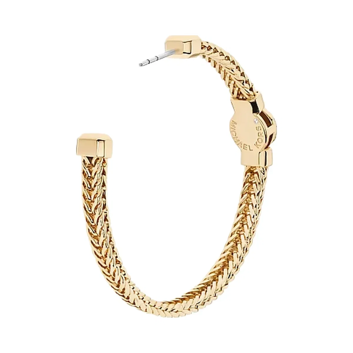 Michael Kors Pavé Logo Foxtail Chain Hoop Earrings Gold