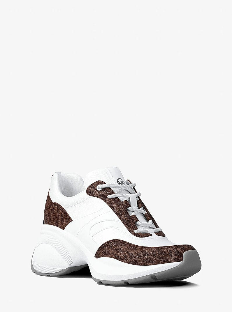 Michael Kors Kaia Signature Logo Trainer Op Wht/Brown