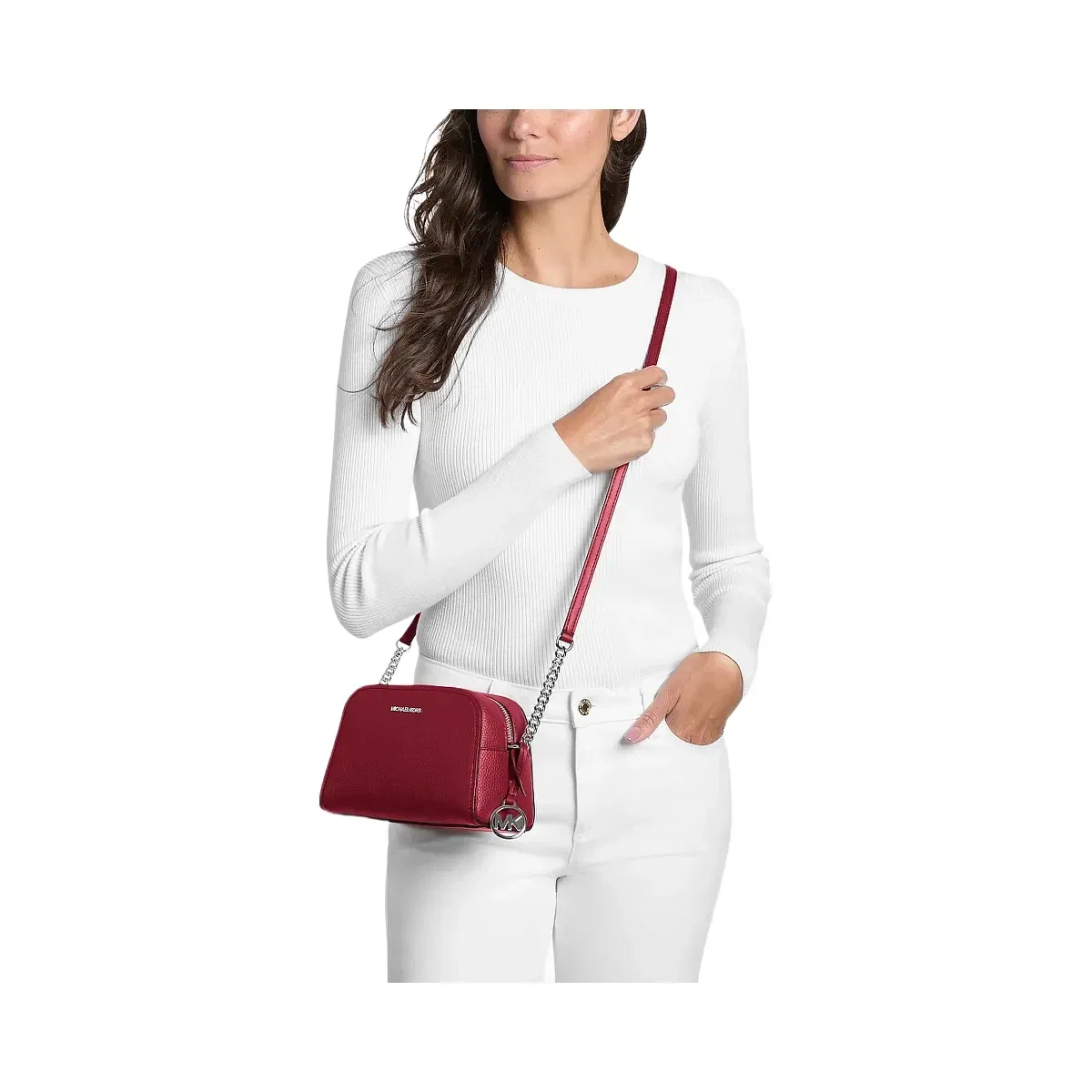 Michael Kors Ashton Extra-Small Camera Crossbody Bag Maroon