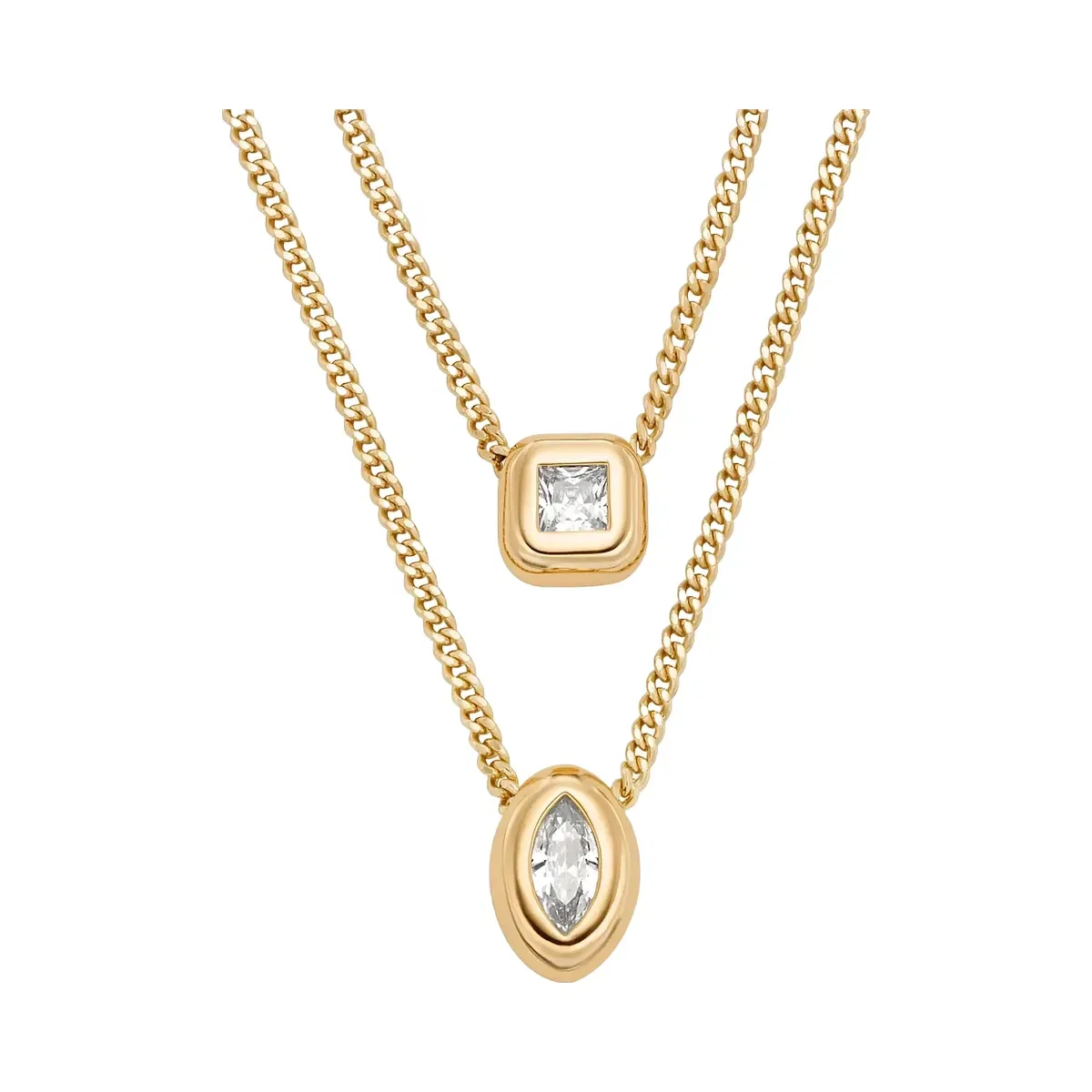 Michael Kors Cubic Zirconia Double Layered Necklace Gold
