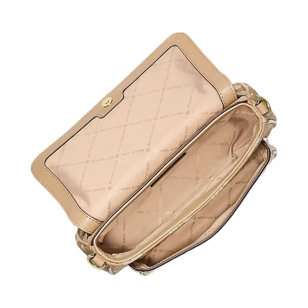 Michael Kors Jet Set Travel Small Logo Jacquard Denim Crossbody Bag With Pouch Camel