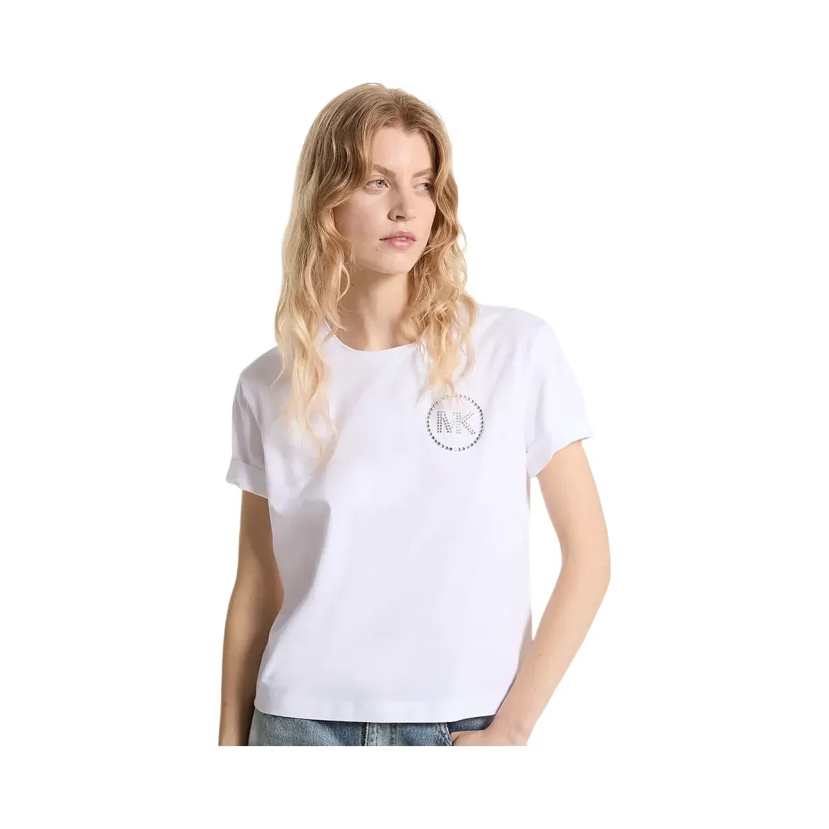 Michael Kors Embellished Logo Organic Cotton T-Shirt White