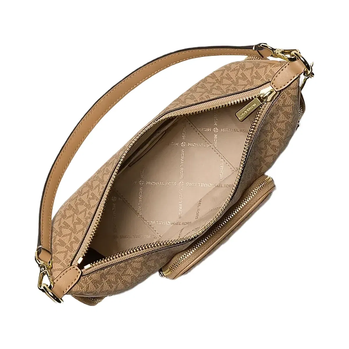 Michael Kors Merritt Small Signature Logo Convertible Shoulder Bag Camel