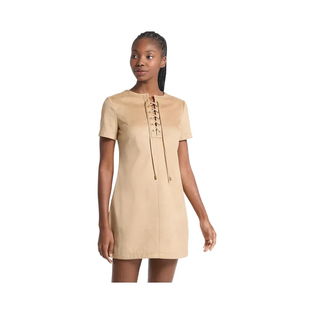 Michael Kors Lace-Up Mini Dress Khaki