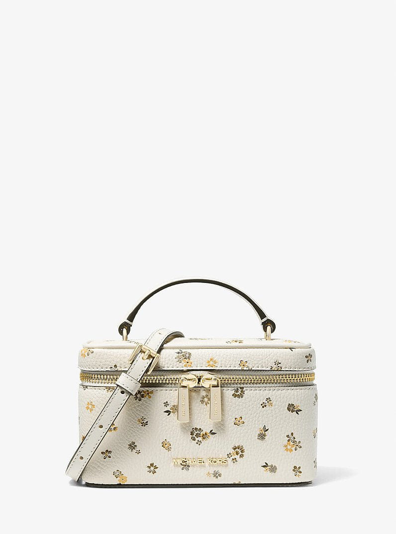 Michael Kors Vivi Small Floral Printed Vanity Crossbody Bag Lt Cream