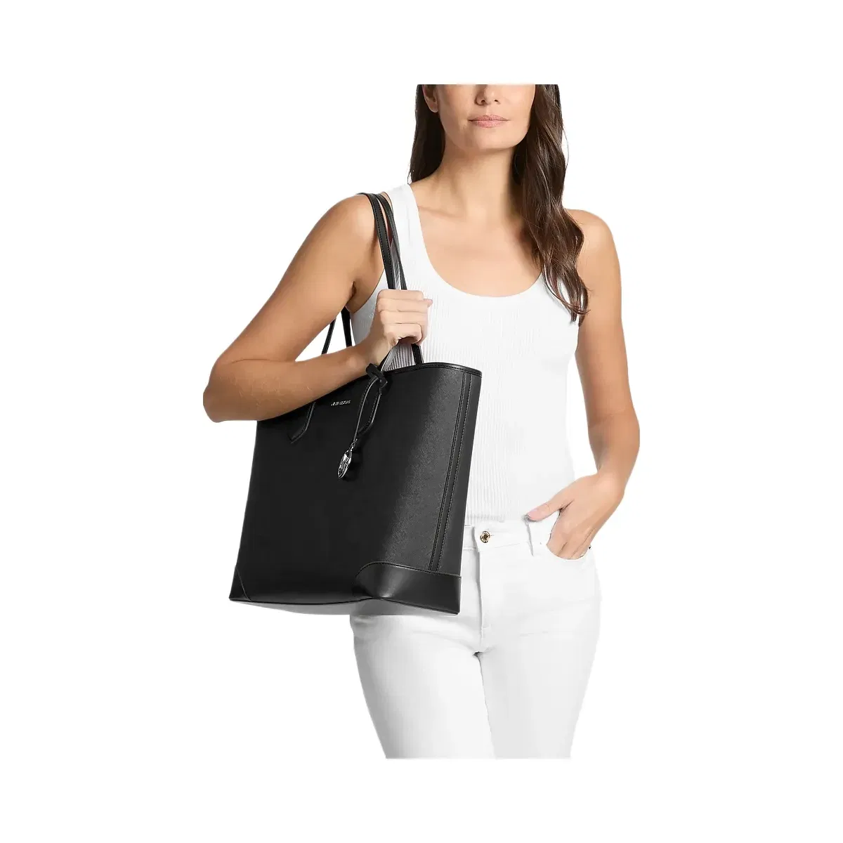 Michael Kors Eva Large Saffiano Leather Tote Bag Black