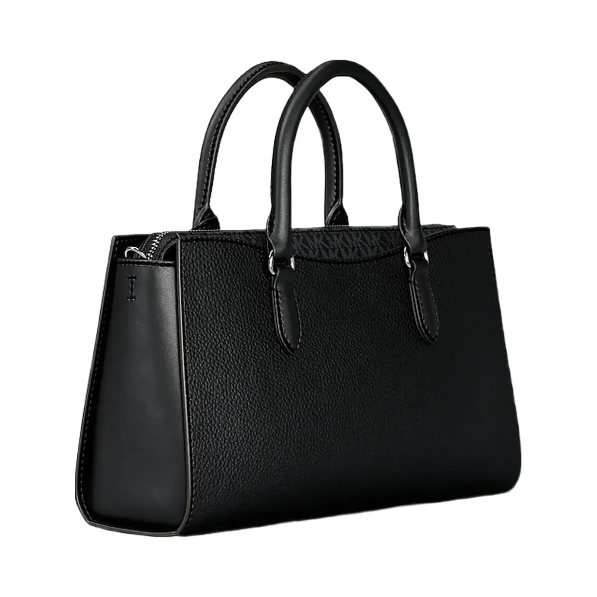 Michael Kors Arden Medium Pebbled Leather and Signature Logo Top-Zip Satchel Black