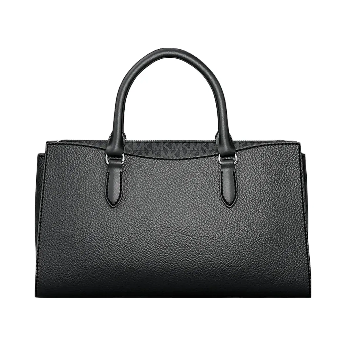 Michael Kors Arden Medium Pebbled Leather and Signature Logo Top-Zip Satchel Black