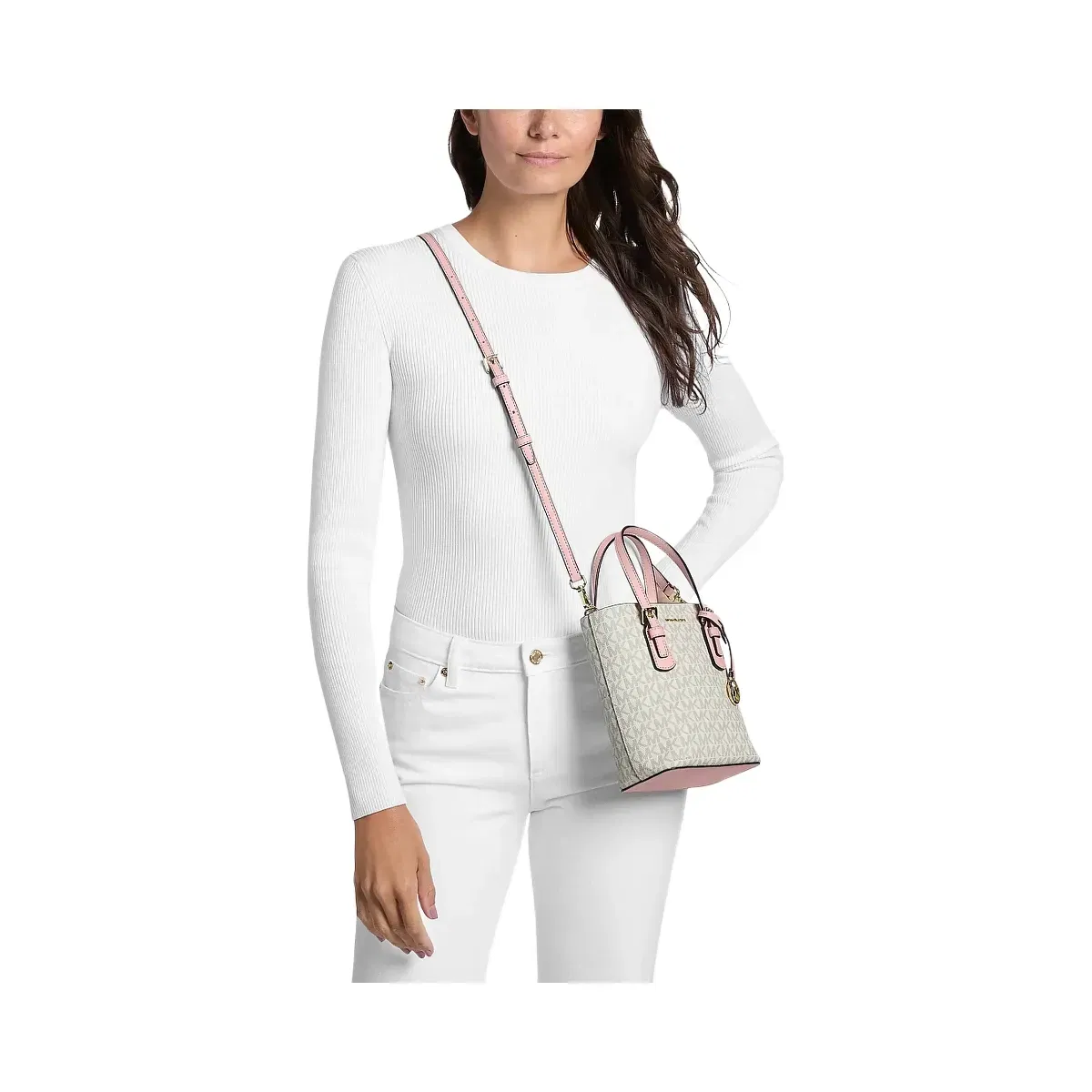 Michael Kors Voyager Extra-Small Signature Logo Convertible Crossbody Bag Pwd Blsh Mlt