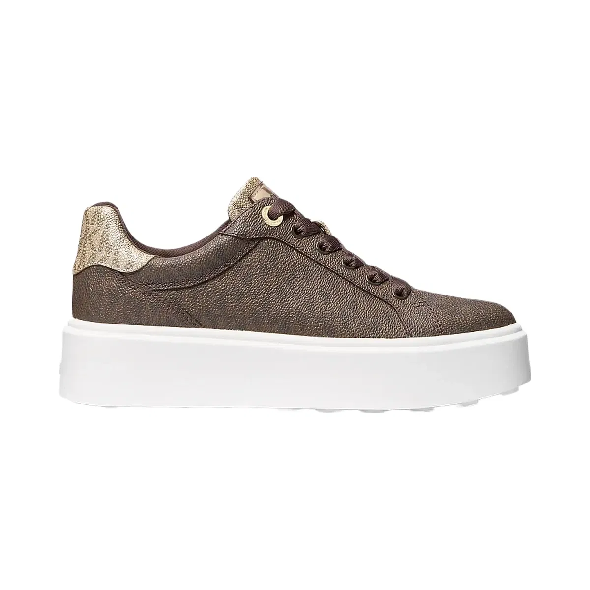 Michael Kors Romey Metallic Two-Tone Signature Logo Platform Sneaker Brown