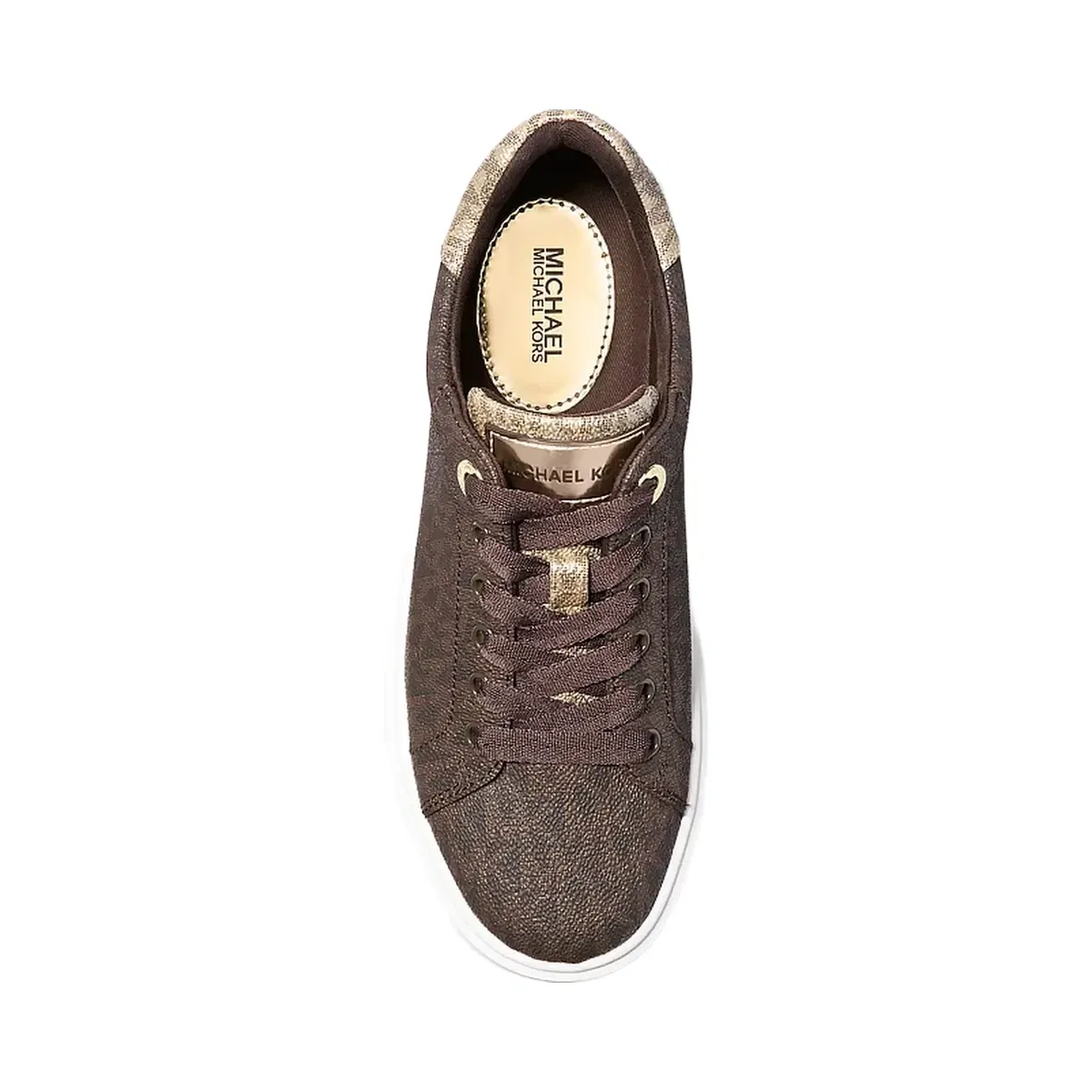 Michael Kors Romey Metallic Two-Tone Signature Logo Platform Sneaker Brown