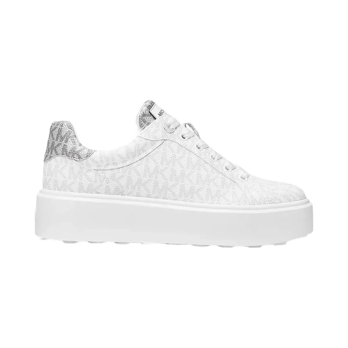 Michael Kors Romey Metallic Two-Tone Signature Logo Platform Sneaker Bright Wht