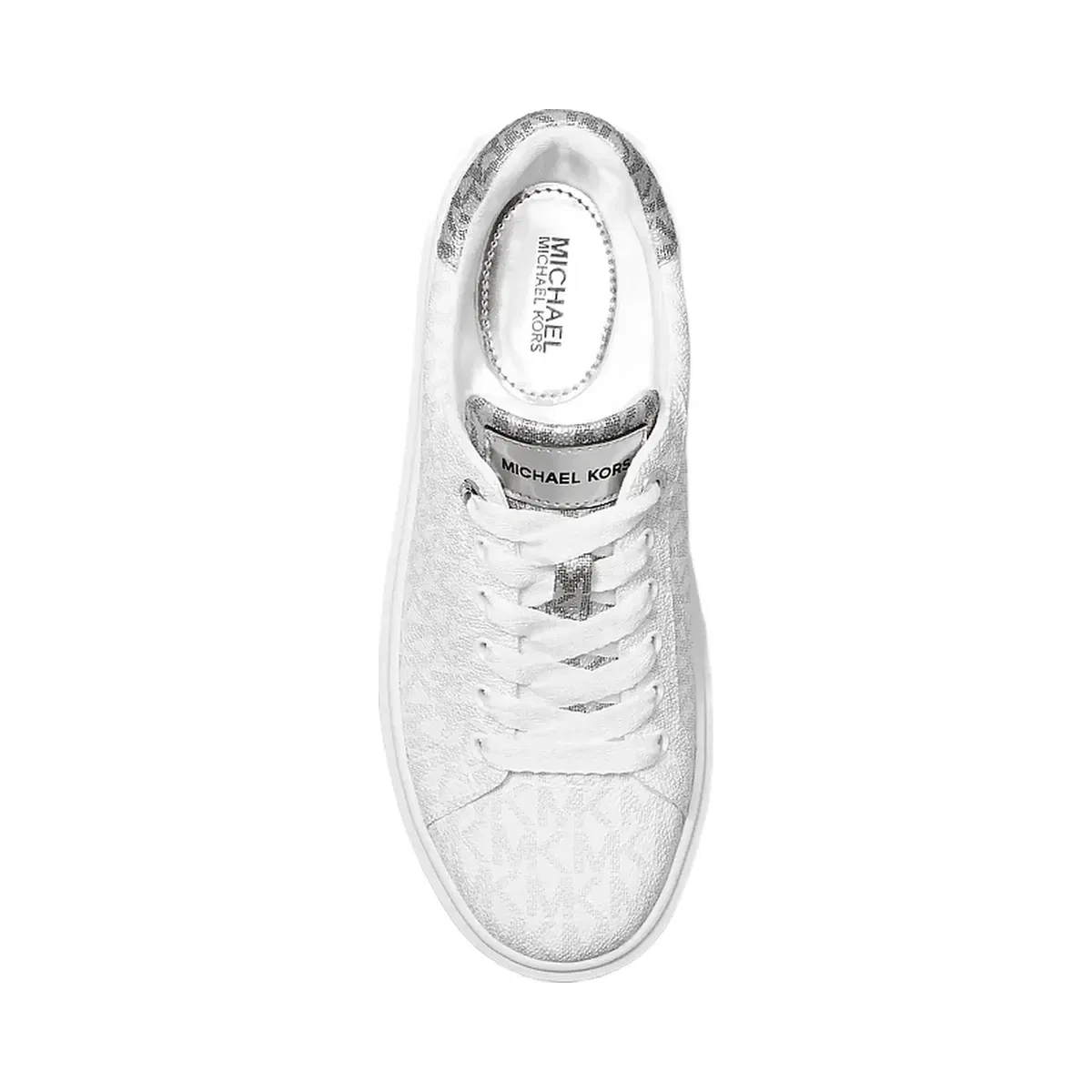 Michael Kors Romey Metallic Two-Tone Signature Logo Platform Sneaker Bright Wht