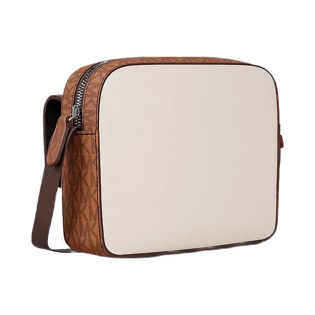 Michael Kors Cooper Medium Pebbled Leather and Signature Logo Camera Crossbody Bag Lt Crm/Lugg