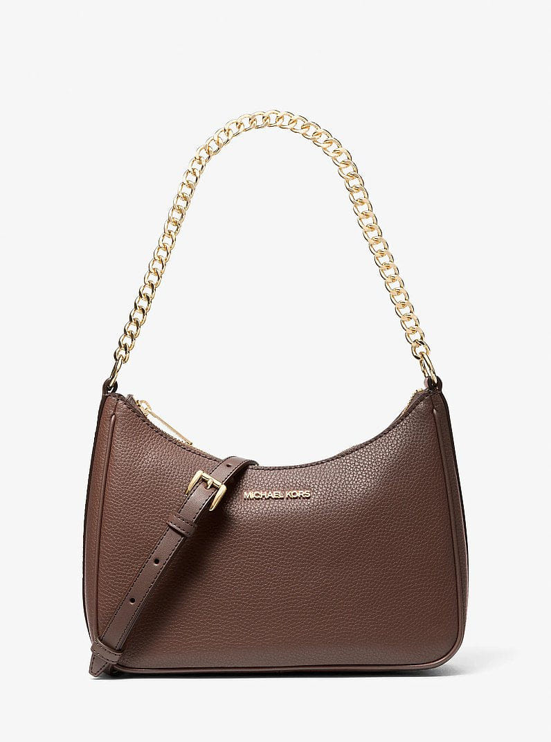 Michael Kors Jet Set Large Pebbled Leather Convertible Crossbody Bag Nutmeg