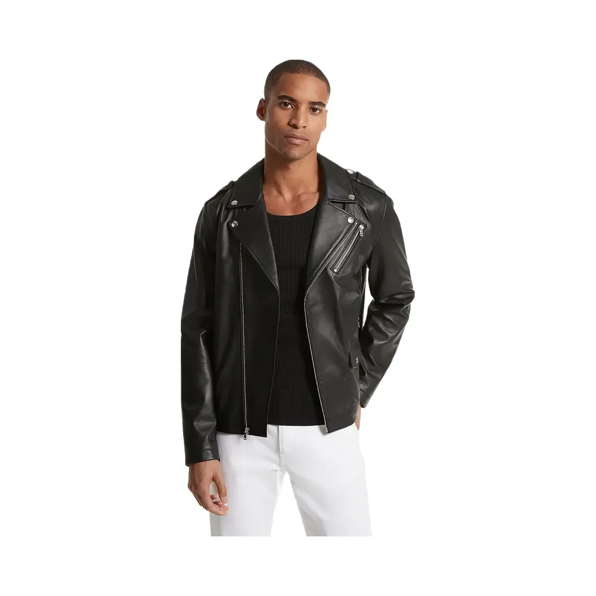 Michael Kors Leather Moto Jacket Black