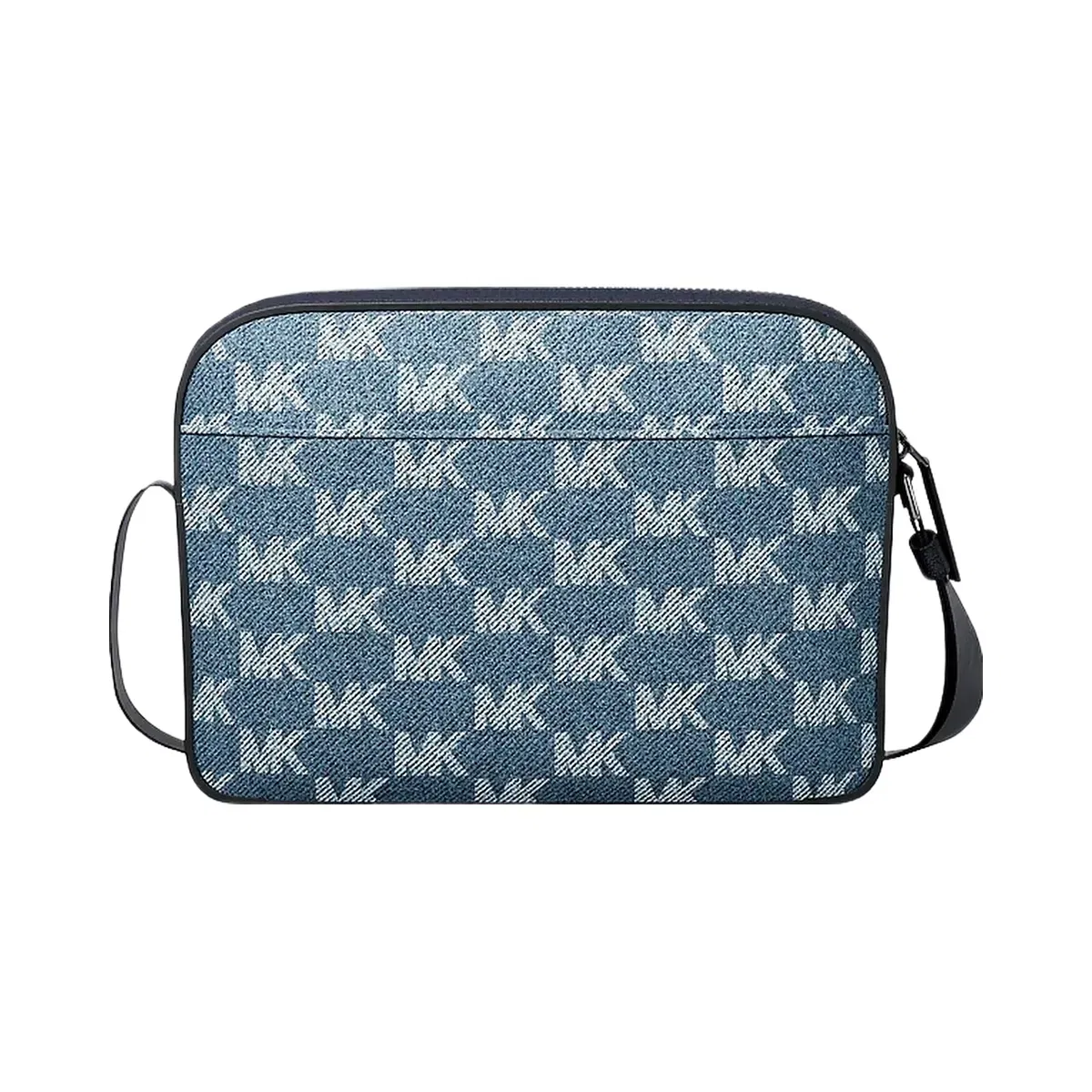 Michael Kors Cooper Logo Jacquard Denim Flight Bag Medium Blue Wash