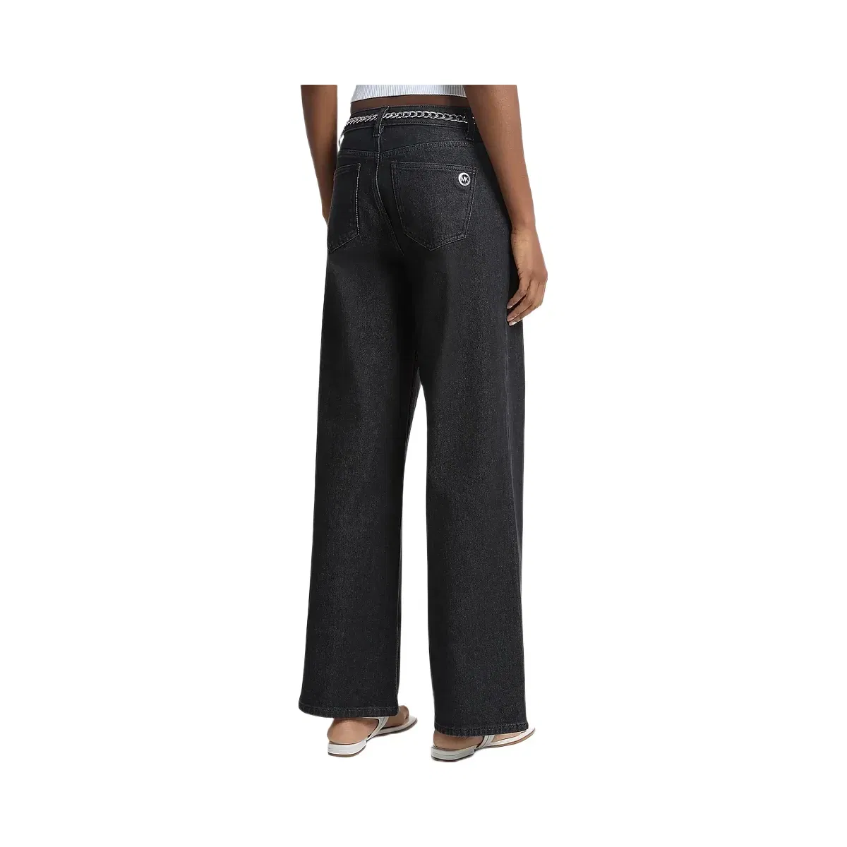Michael Kors Stretch Denim Wide-Leg Jeans Black Rinse