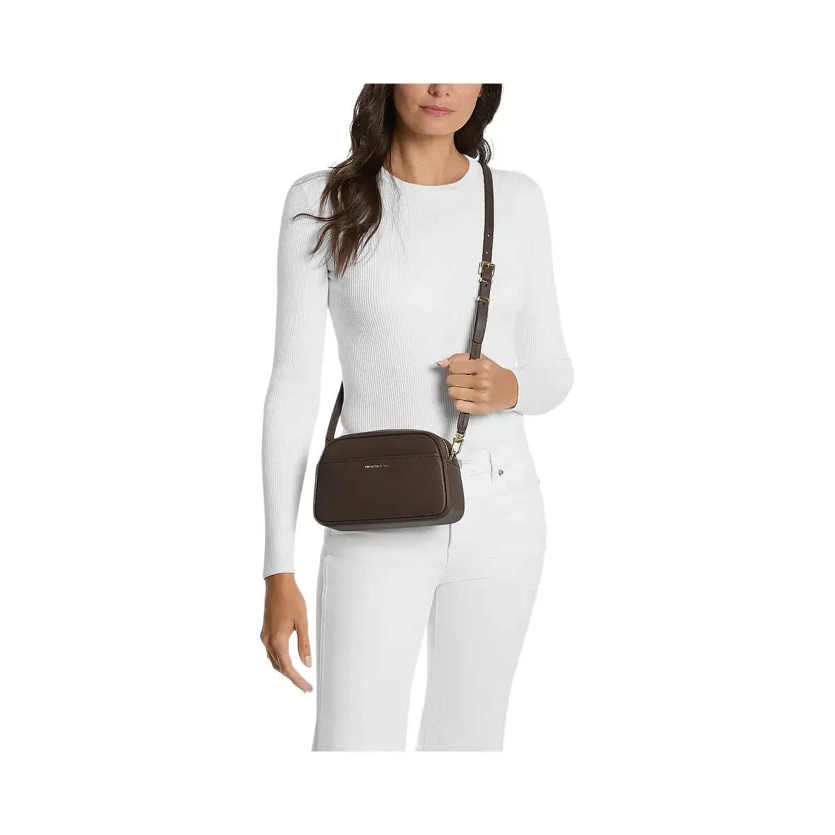 Michael Kors Jet Set Small Leather Camera Crossbody Bag Chocolate
