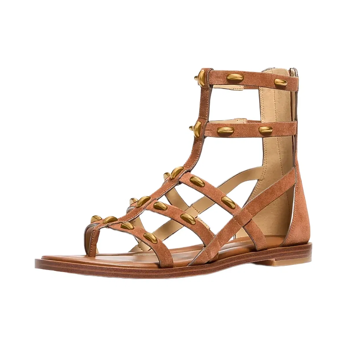 Michael Kors Noa Studded Suede Gladiator Sandal Luggage