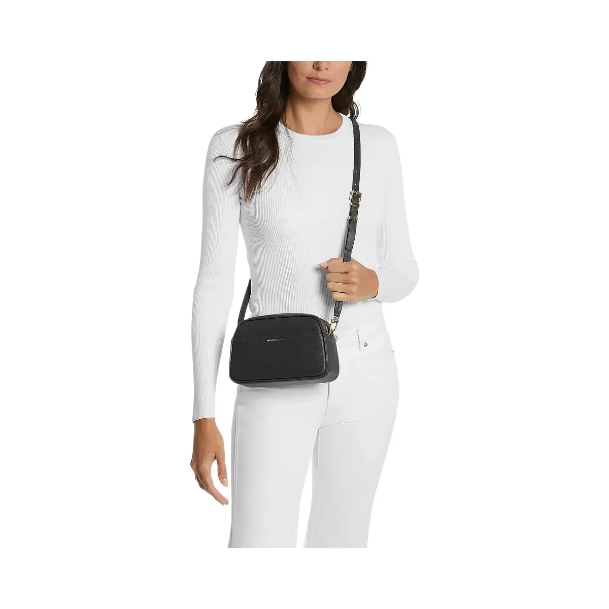 Michael Kors Jet Set Small Leather Camera Crossbody Bag Black