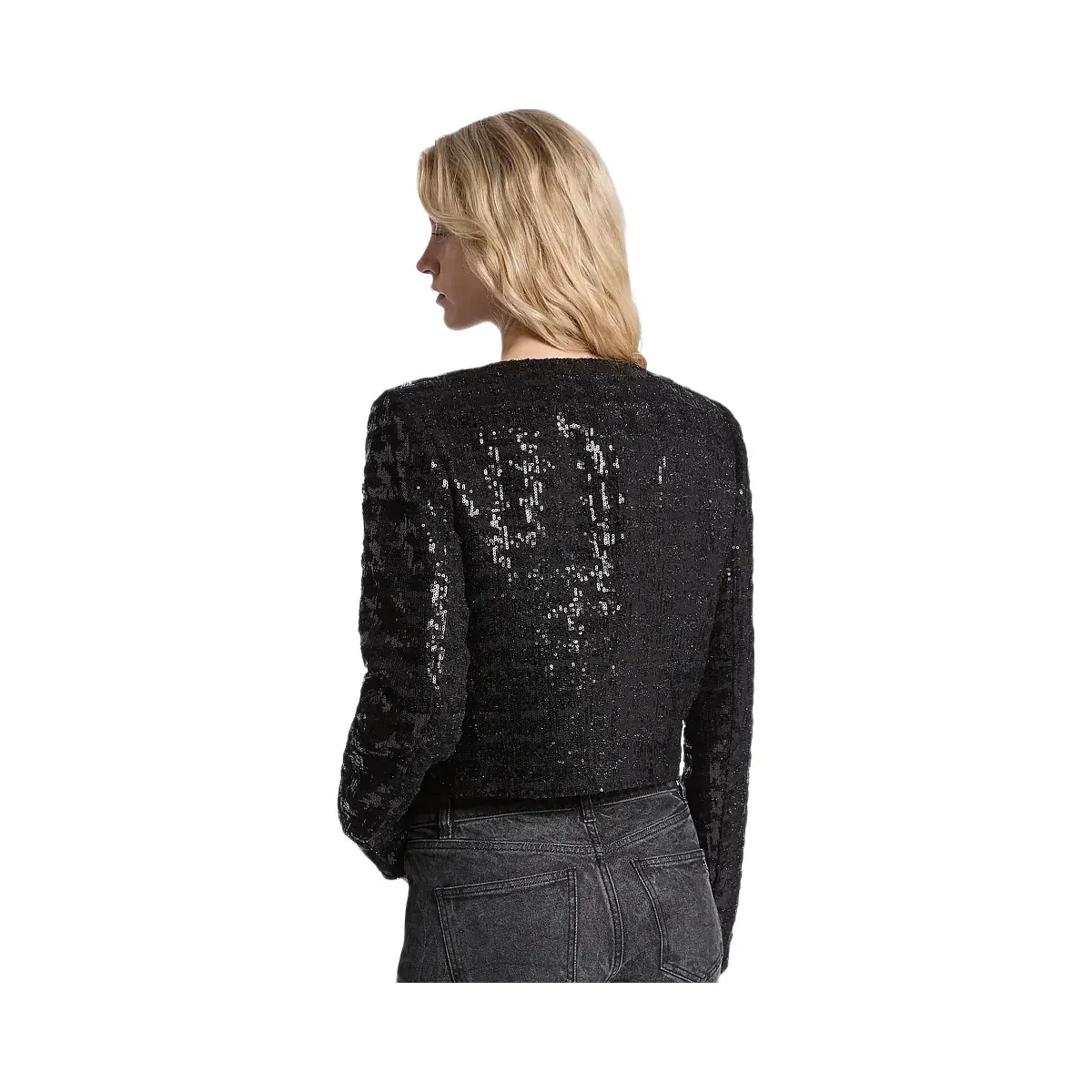 Michael Kors Sequined Tweed Cropped Jacket Black