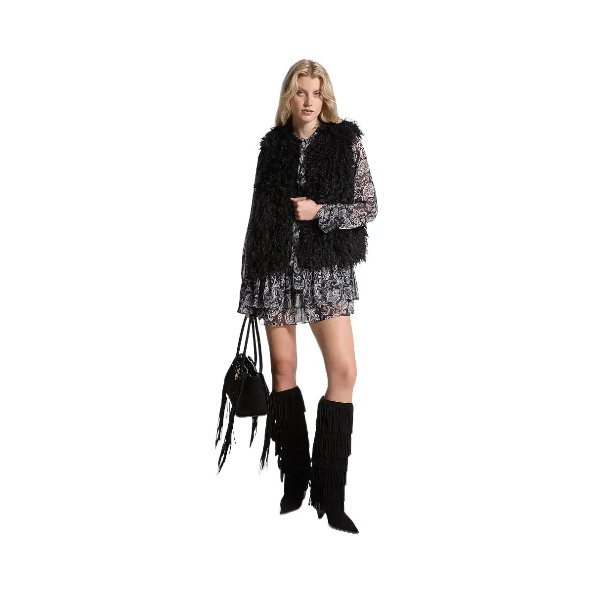 Michael Kors Faux Shearling Vest Black