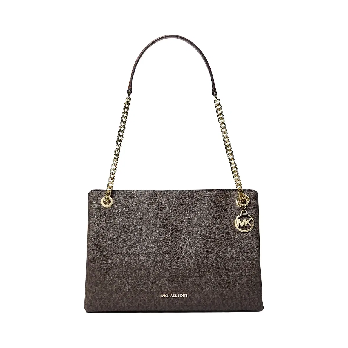 Michael Kors Christina Medium Signature Logo Messenger Bag Brown