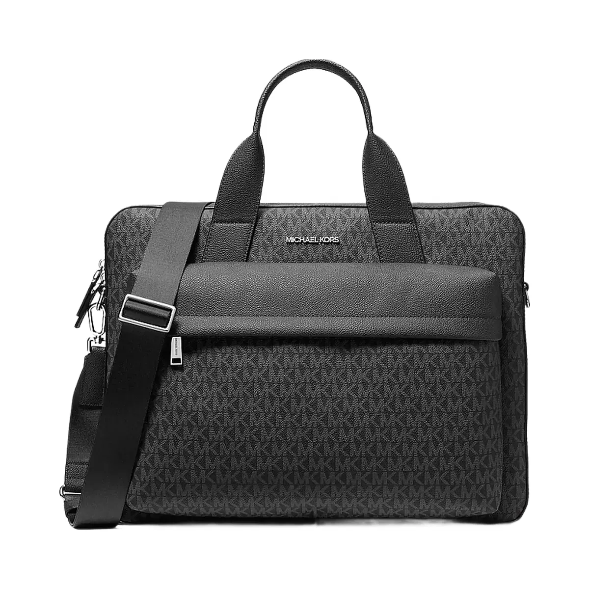 Michael Kors Pacey Medium Signature Logo Pocket Briefcase Black