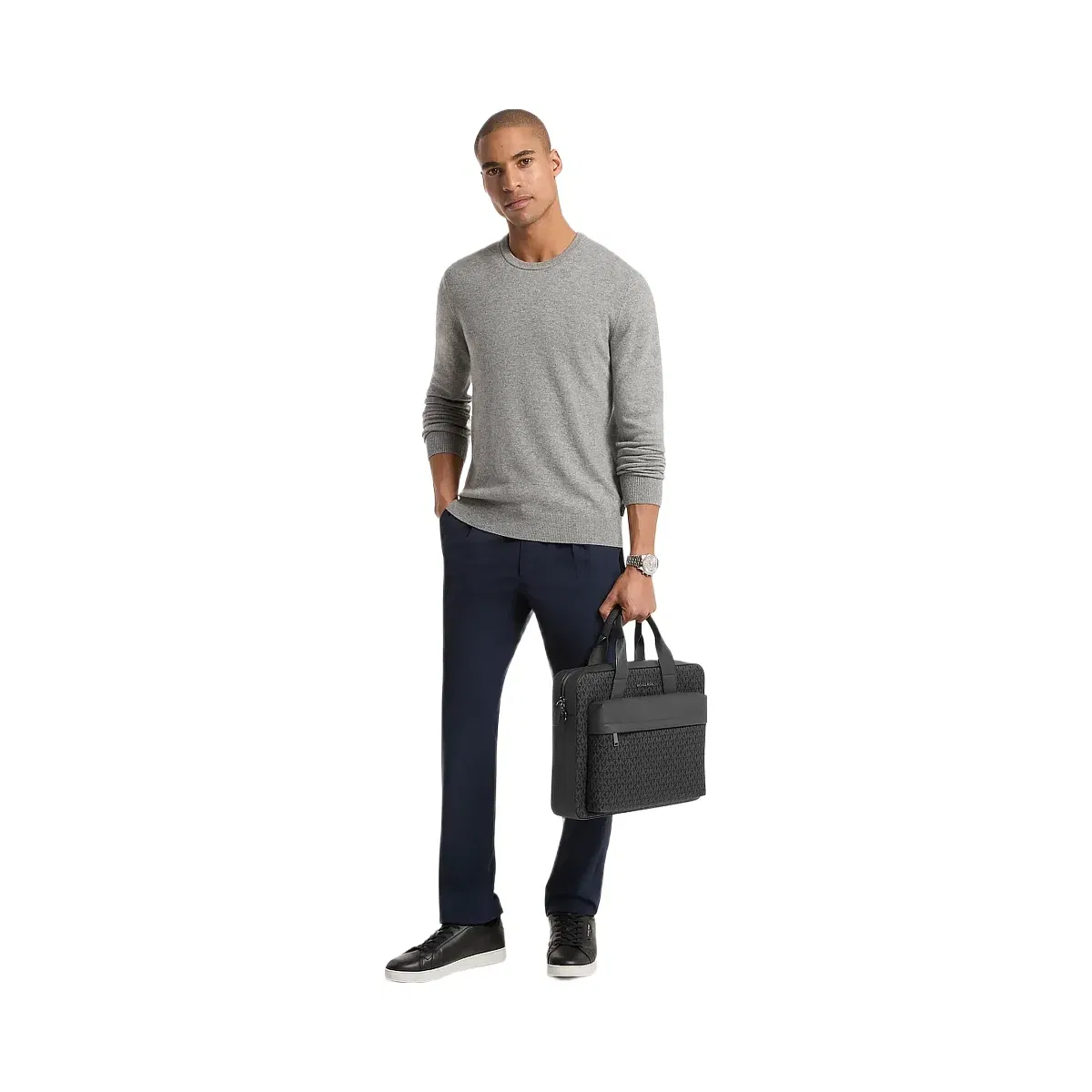 Michael Kors Pacey Medium Signature Logo Pocket Briefcase Black