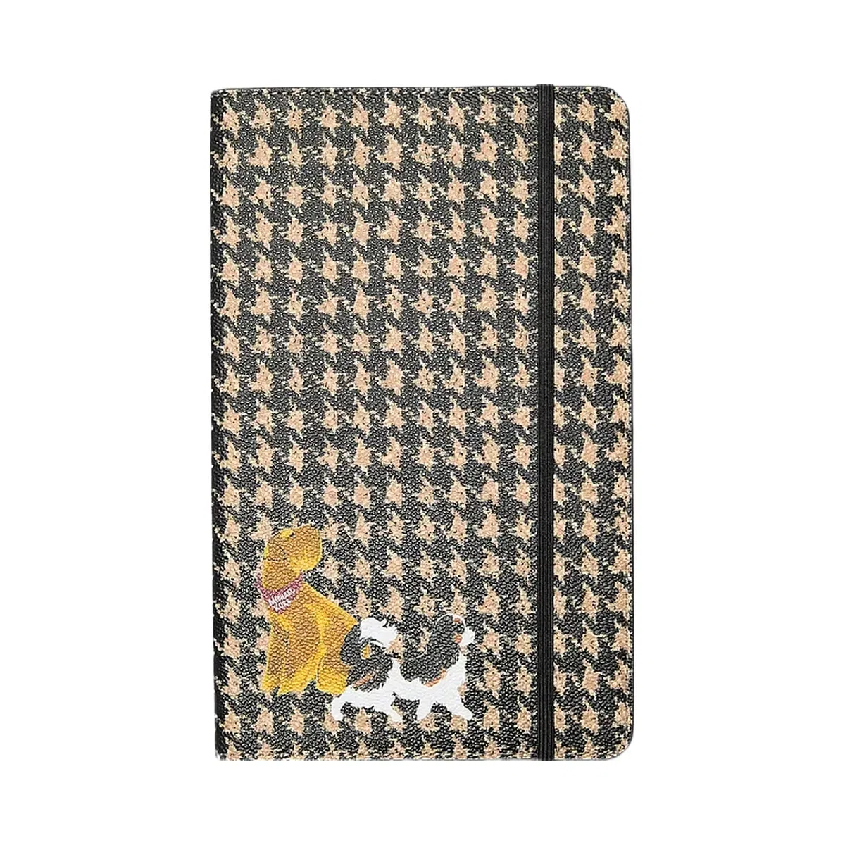 Michael Kors Medium Embellished Houndstooth Print Notebook Black/Camel