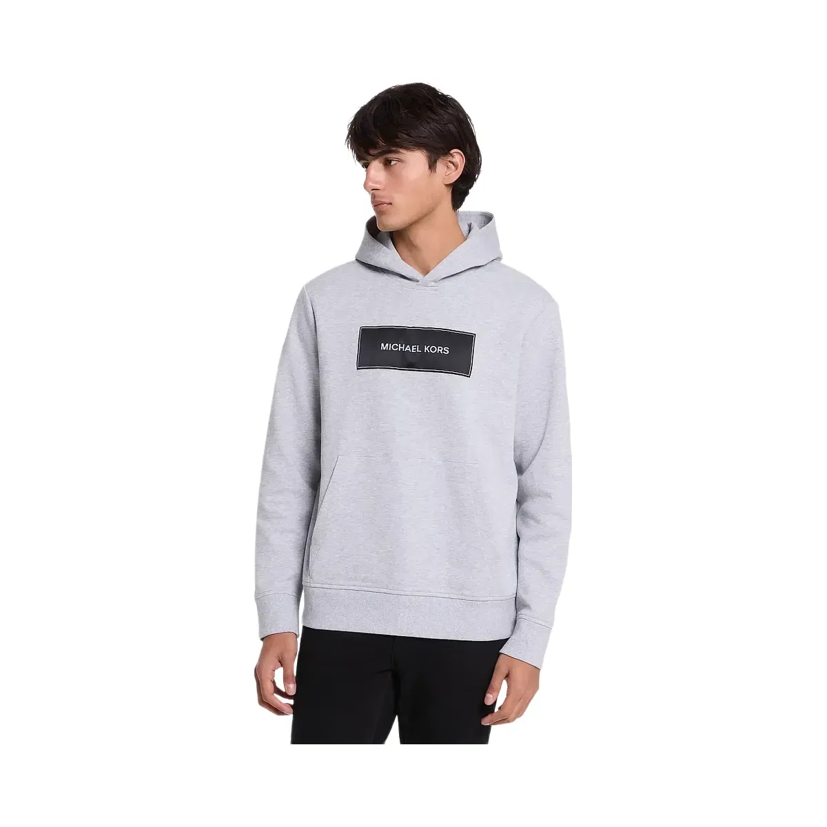 Michael Kors Logo Cotton Blend Hoodie Heather Grey