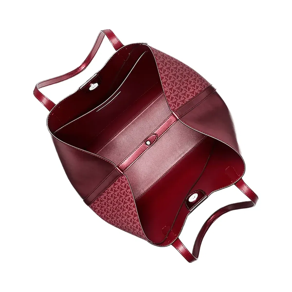 Michael Kors Avalon Medium Metallic and Signature Logo Tote Bag Maroon