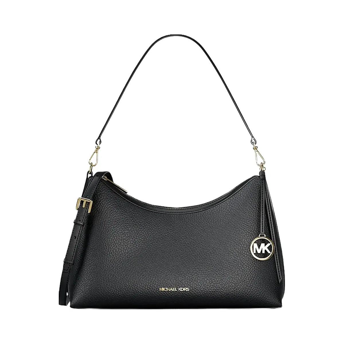 Michael Kors Sammy Medium Pebbled Leather Convertible Shoulder Bag Black