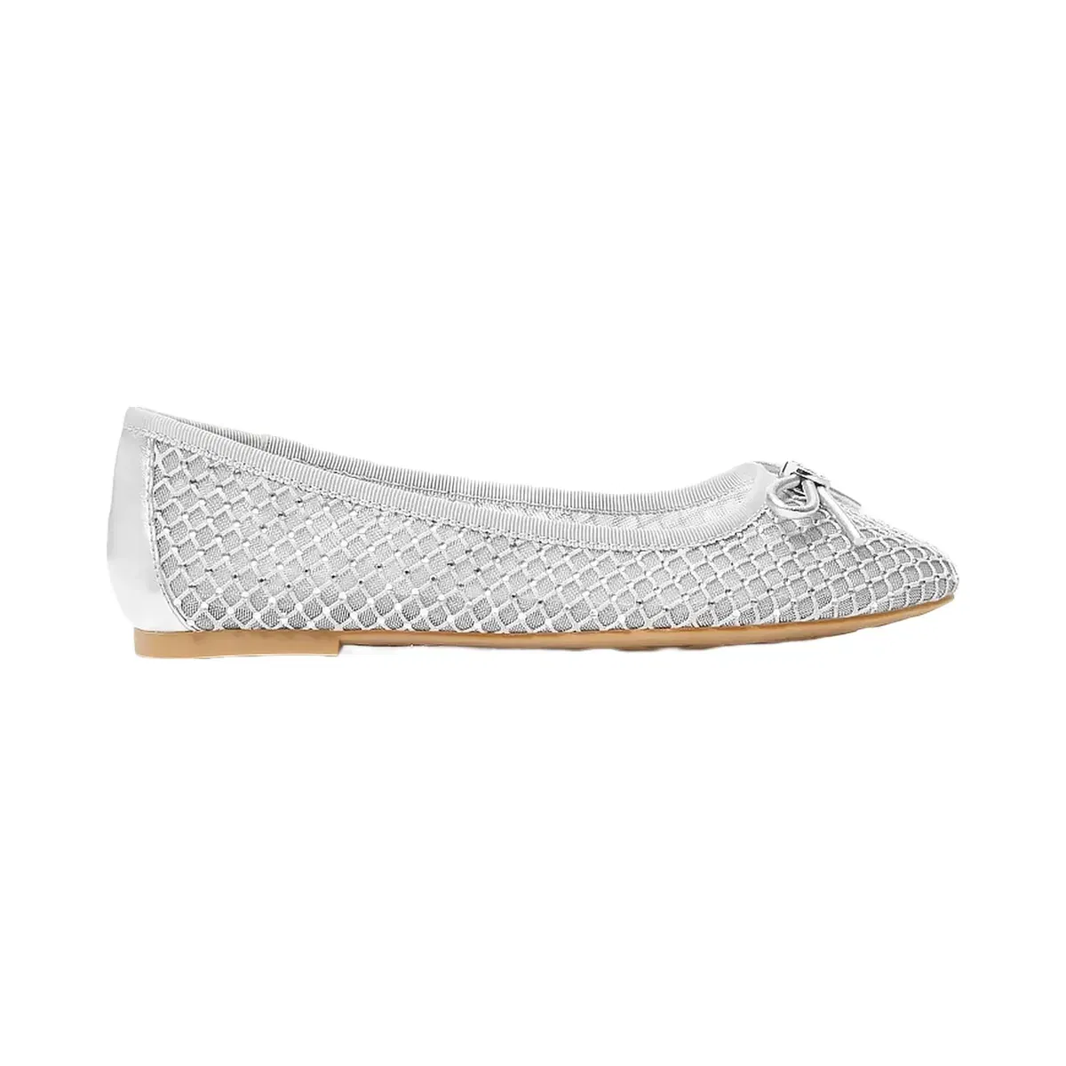 Michael Kors Savannah Embellished Mesh Ballet Flat Silver