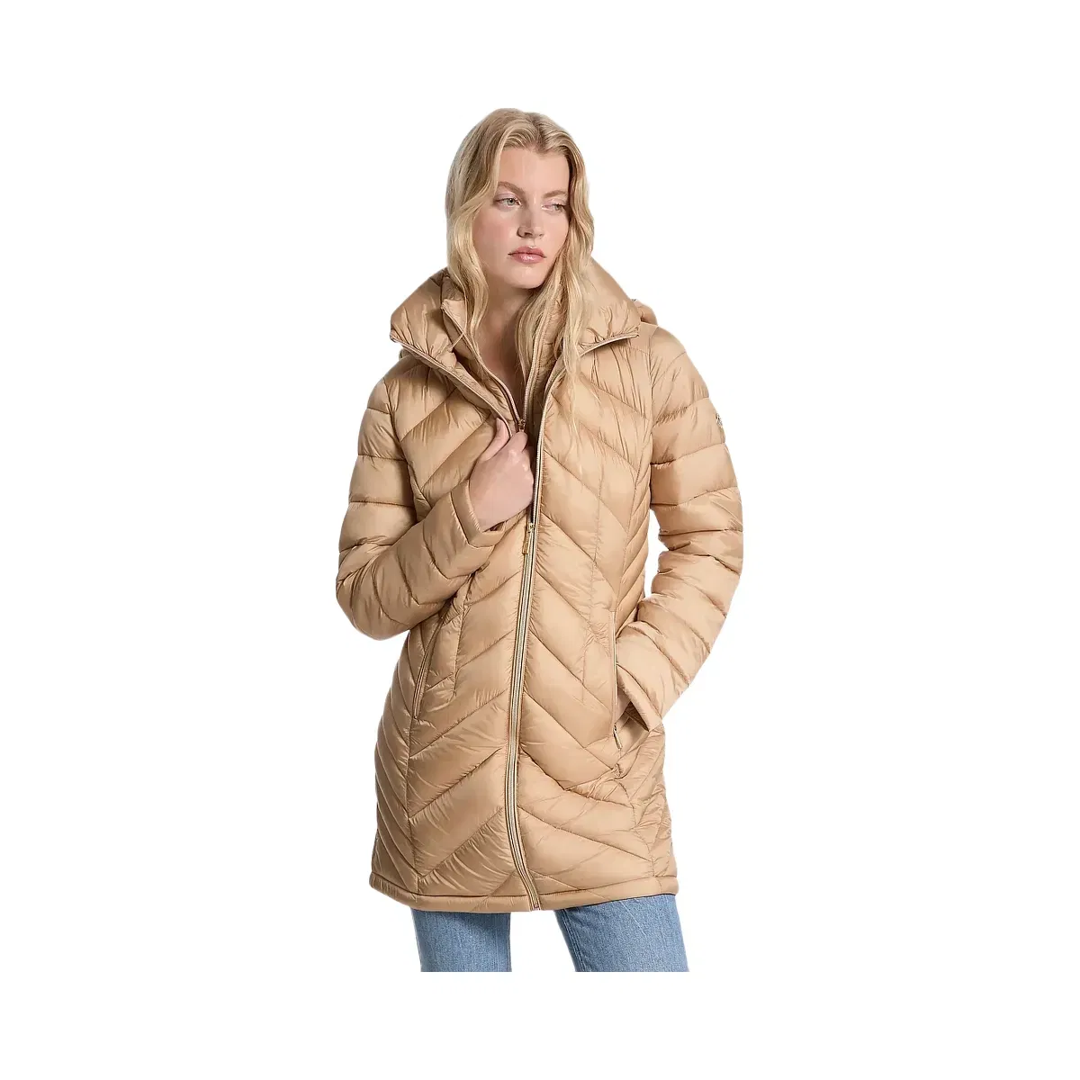 Michael Kors Packable Quilted Nylon Puffer Coat Khaki