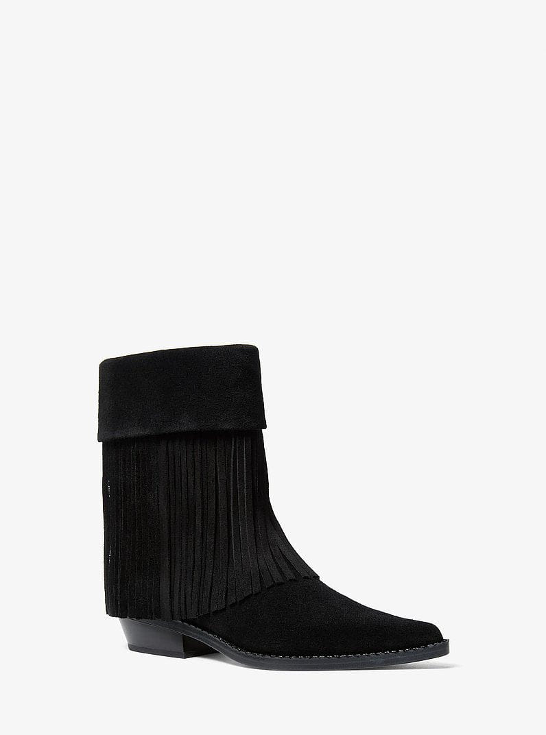 Michael Kors Nash Fringed Suede Boot Black