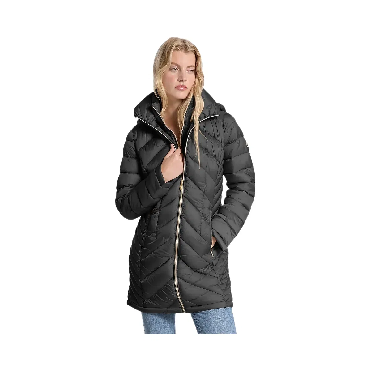 Michael Kors Packable Quilted Nylon Puffer Coat Black