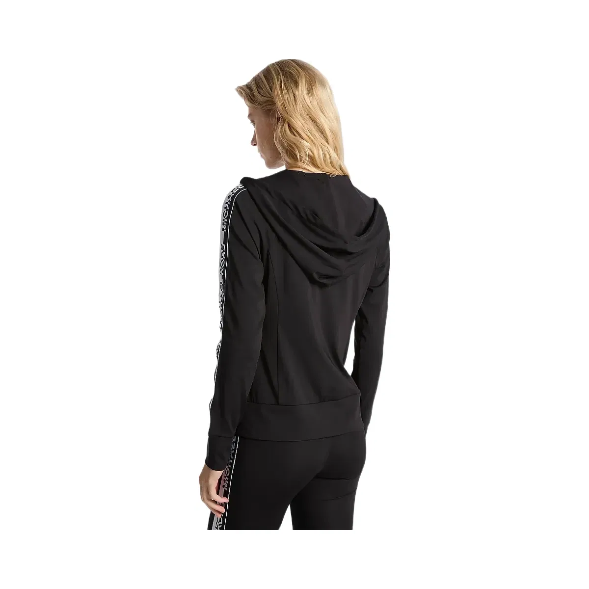 Michael Kors Logo Tape Zip-Up Hoodie Black