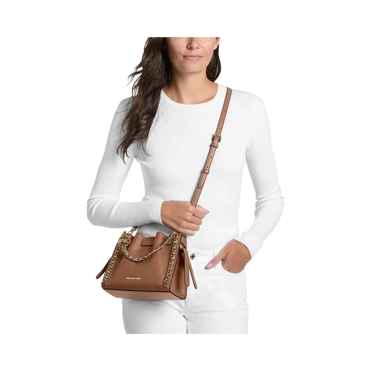 Michael Kors Mina Small Chain Crossbody Bag Luggage