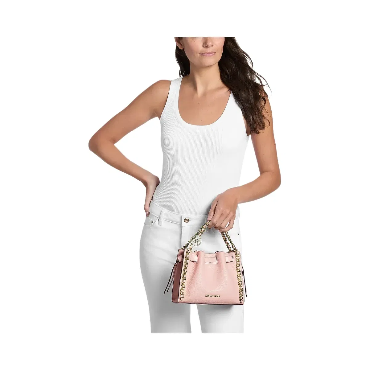 Michael Kors Mina Small Chain Crossbody Bag Powder Blush
