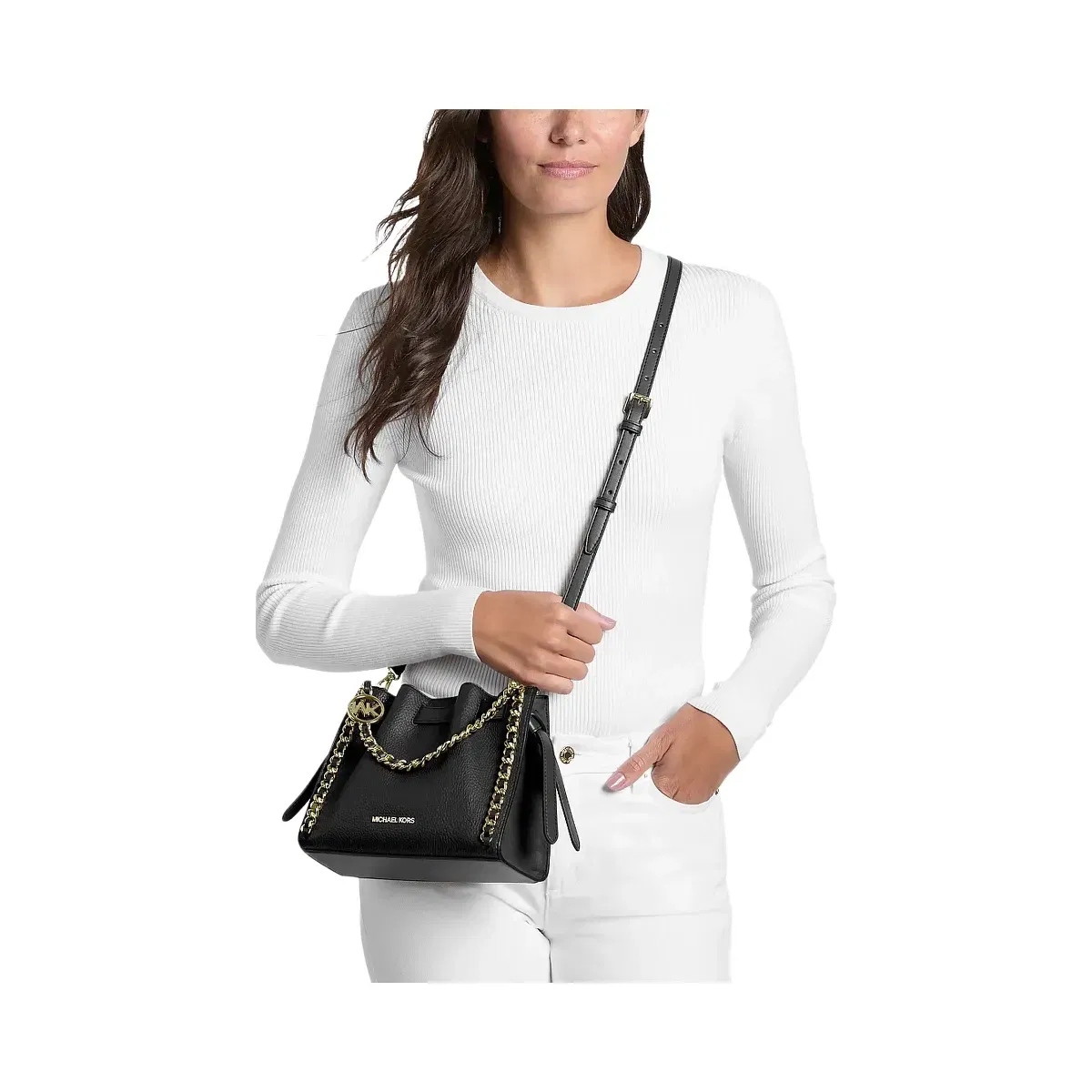 Michael Kors Mina Small Chain Crossbody Bag Black