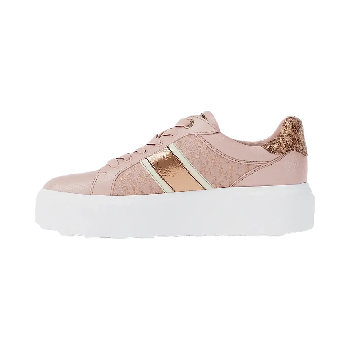 Michael Kors Romey Signature Logo Stripe Platform Sneaker Powder Blush