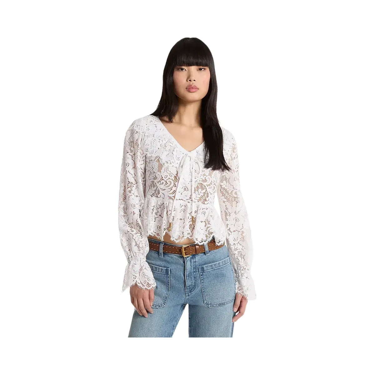 Michael Kors Corded Floral Lace Blouse White