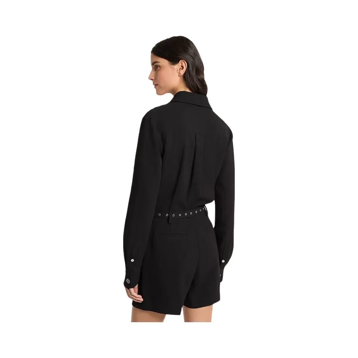 Michael Kors Belted Crepe Romper Black