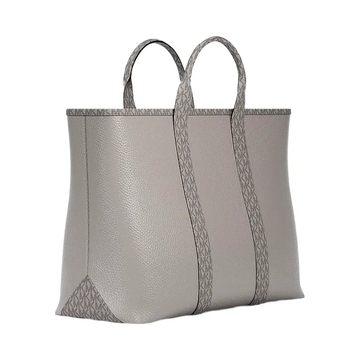 Michael Kors Cooper Medium Pebbled Leather and Signature Logo Tote Bag Pearl Grey
