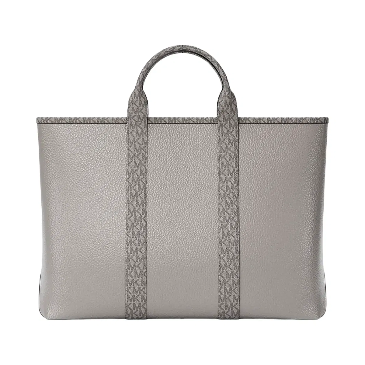 Michael Kors Cooper Medium Pebbled Leather and Signature Logo Tote Bag Pearl Grey