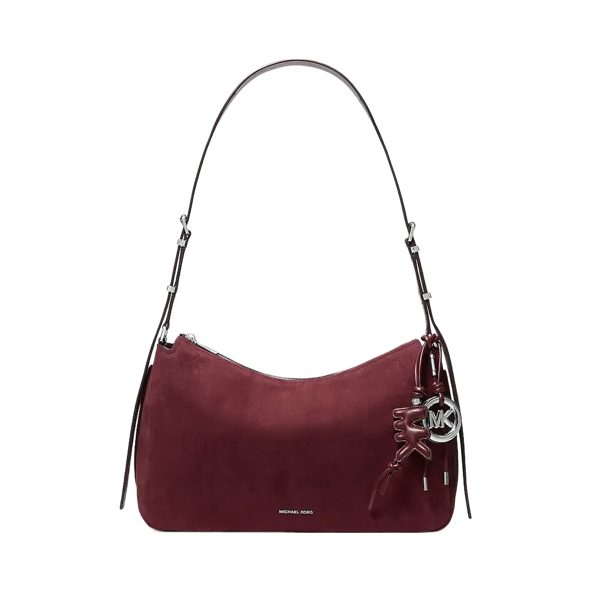 Michael Kors Puffy Logo Leather Bag Charm Oxblood
