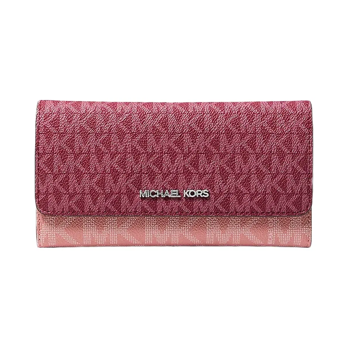 Michael Kors Jet Set Travel Signature Logo Tri-Fold Wallet Maroon