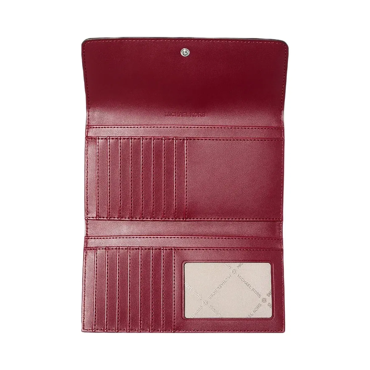 Michael Kors Jet Set Travel Signature Logo Tri-Fold Wallet Maroon